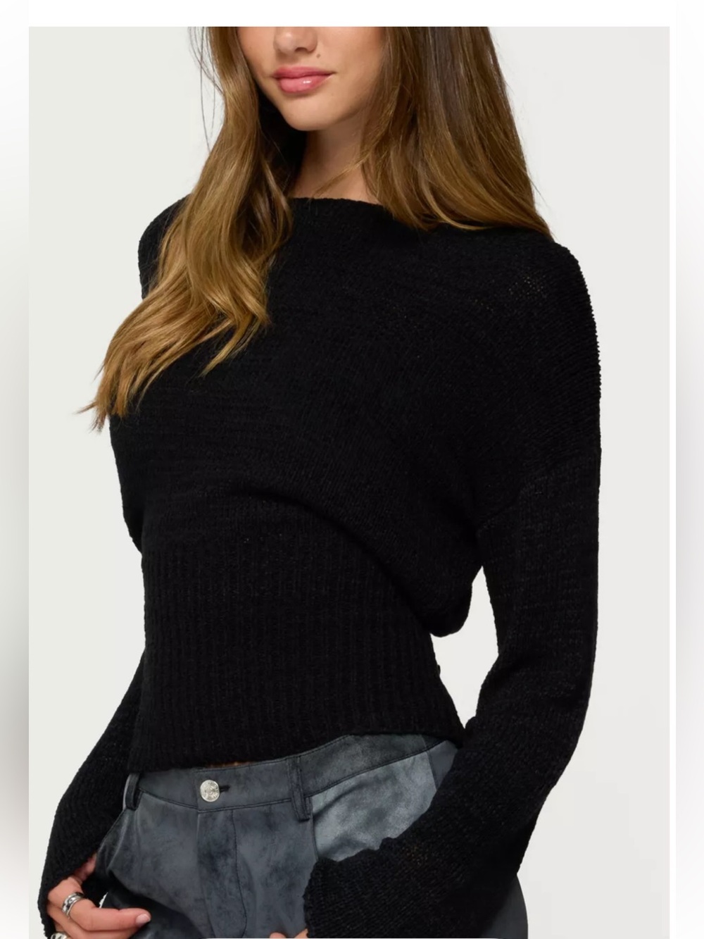 Edikted Tezi Boatneck Black Women’s Sweater size Small